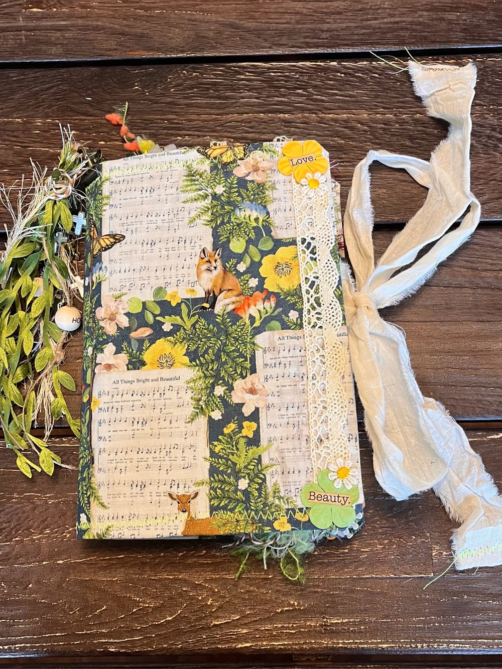 Junk Journal Nature Music Christian Faith Based Softcover Decorated 3 Sig